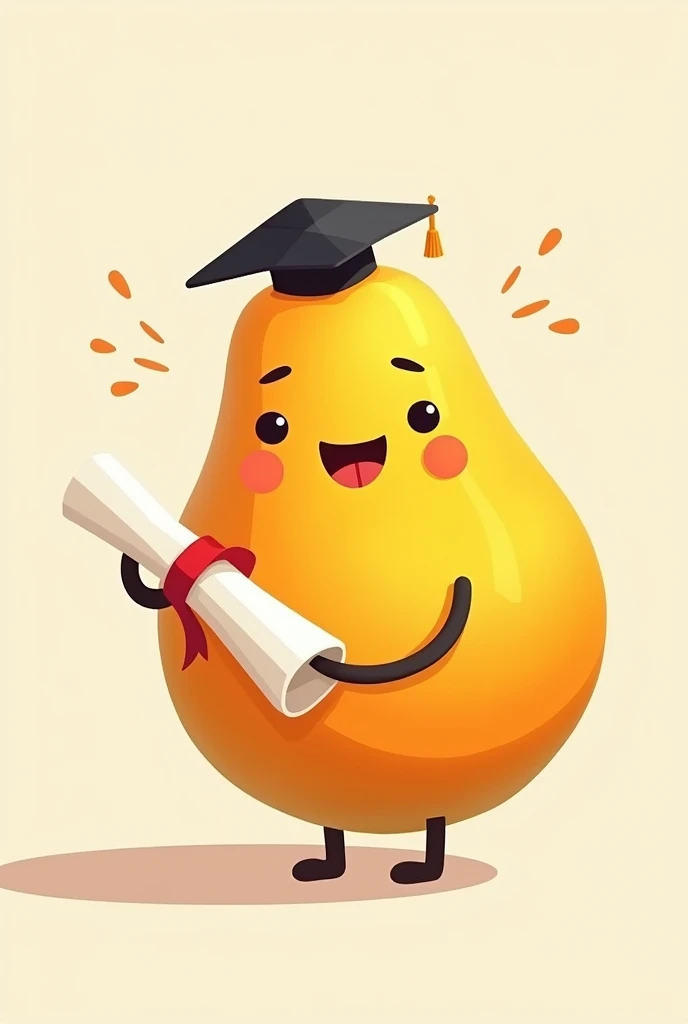 Create an image of papaya fruit holding a diploma