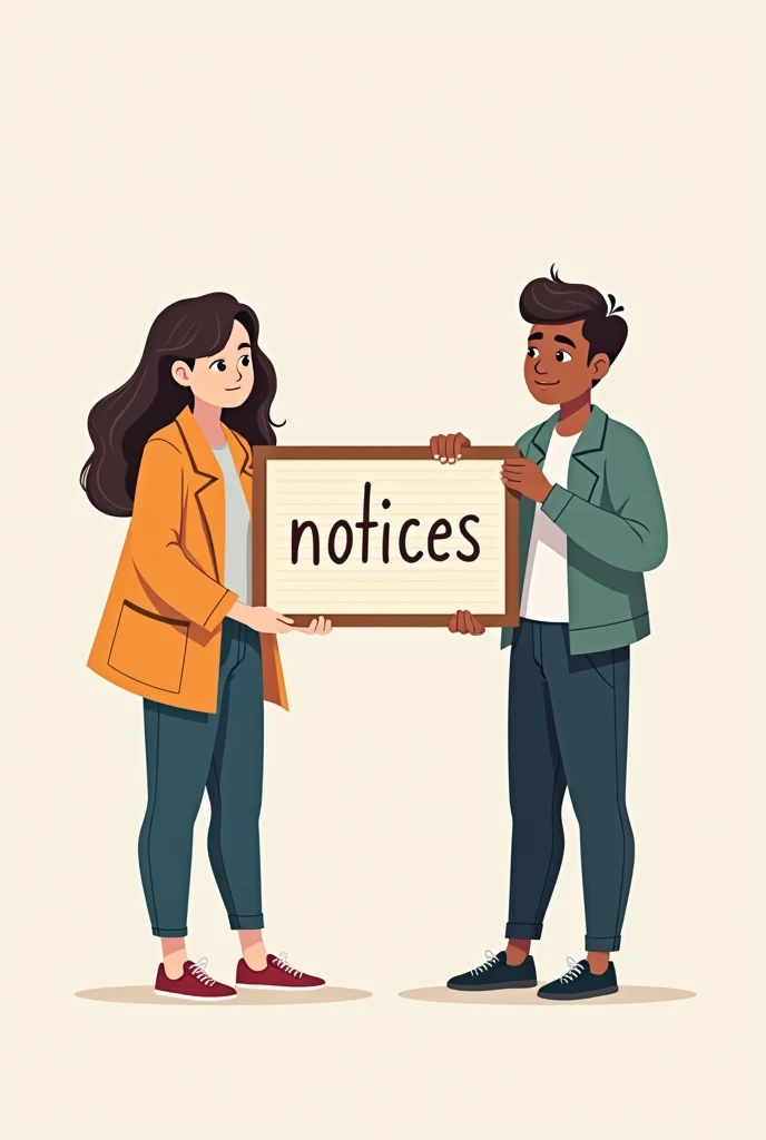 Illustration of Introvert and Extrovert holding a notice board written "notices"