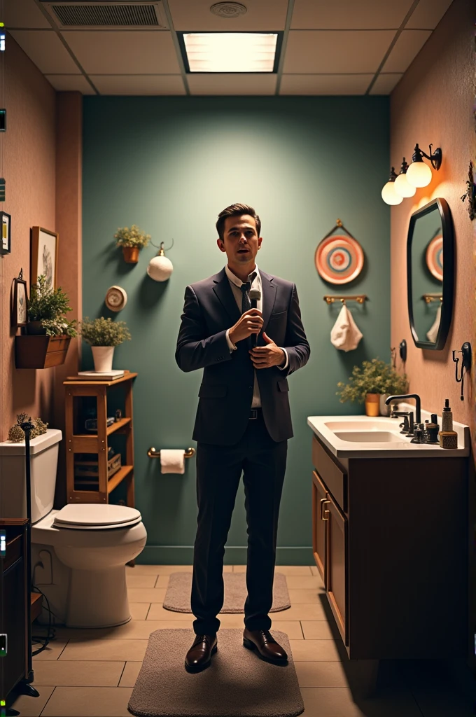Making the bathroom a microphone announcer