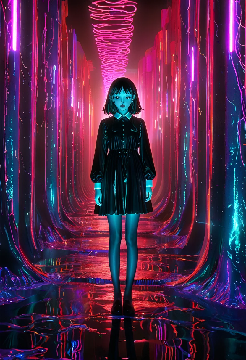 surreal horror, anime style, directed by Junji Ito, high contrast, vivid colors, eerie atmosphere, psychological tension, intricate line work, nightmarish creatures
