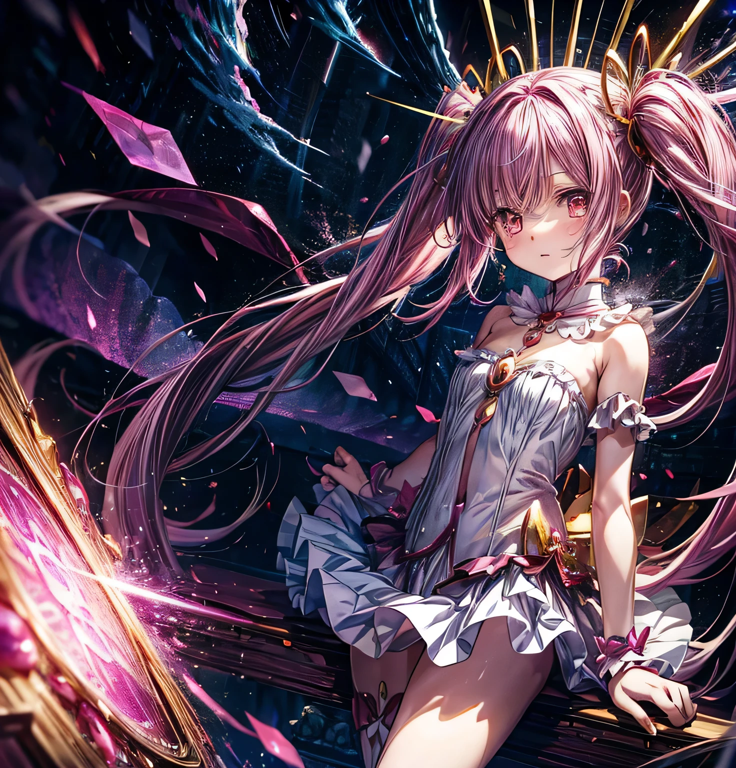 Madoka Magica Madoka Soul Gem Corruption Twin tail pink hair beautiful girl Magical girl child