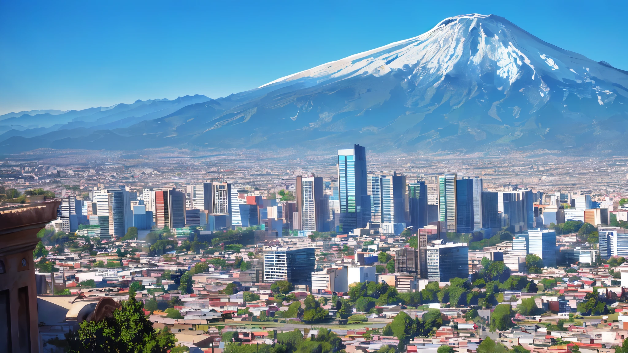 mountains in the distance with a city in the foreground, city of Armenia Diecio, Mexico City, central mexico, whole city in sight, surrounding the city, City panorama, from the distance, aerial view of a city, Chile, City View, by Alejandro Obregón, Albuquerque, View over the city, with a city in the background, andes