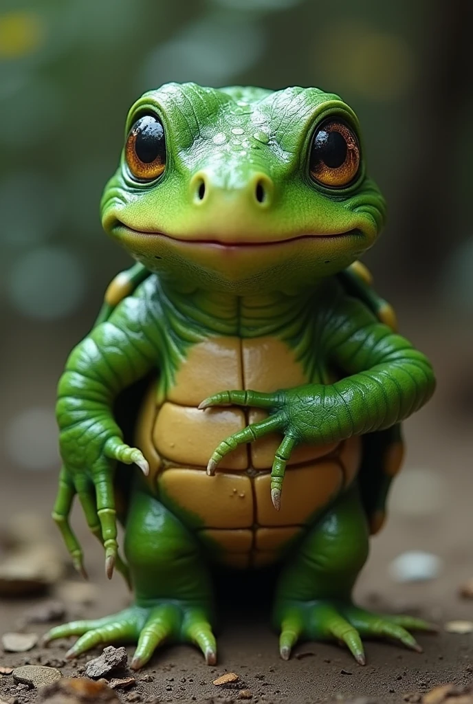 A kappa is a creature from Japanese folklore with the following characteristics:
Green Skin: Kappas typically have green skin, sometimes with patterns resembling water plants.
Head Dish: The most distinctive feature of a kappa is the dish-like depression on top of its head. This dish is meant to hold water, and a kappa loses its strength if the water is spilled.
Turtle-like Body: Kappas have a body that resembles a turtle, often depicted with a shell-like structure on their back.
Human-like Features: They have human-like faces and limbs, but their hands and feet usually have webbed fingers and toes.
Small Size: Generally, kappas are depicted as small, child-sized beings.