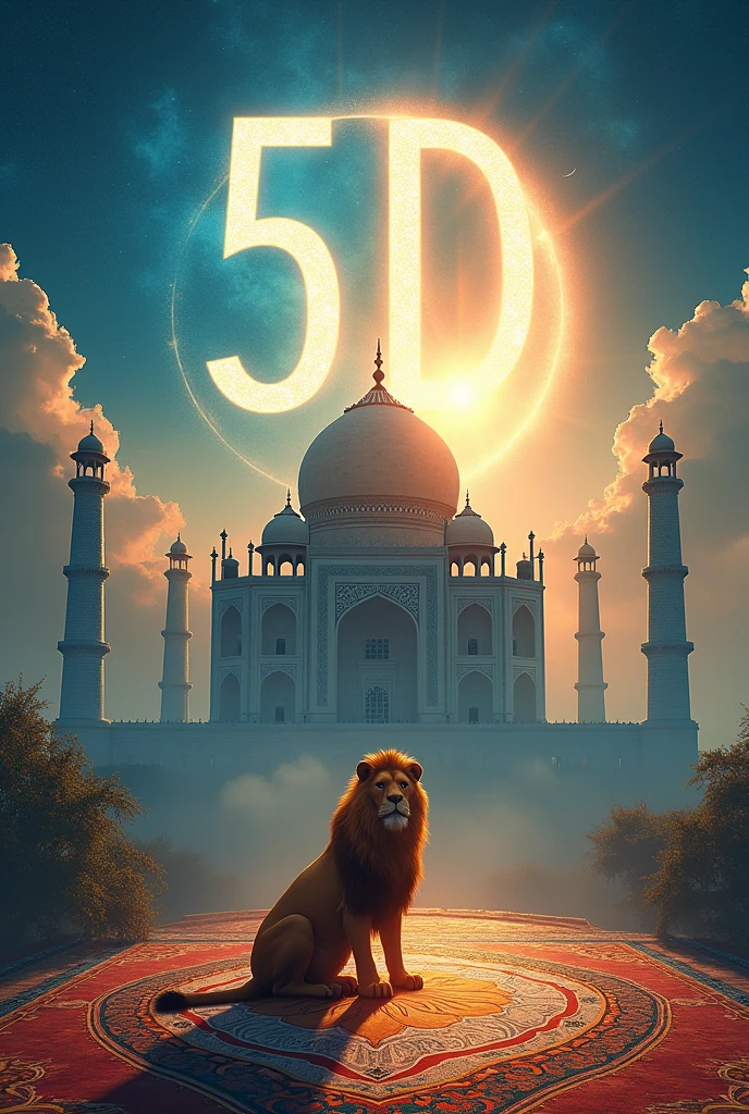 5d name in the sky .on fair and rangoli, with a lion king on the hade taaj,sun,and hanumaan ji