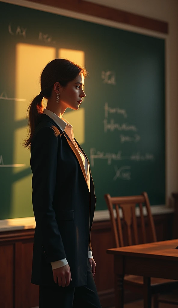 Beautiful Teacher、blackboard、evening