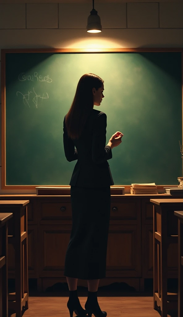 Beautiful Teacher、blackboard、evening