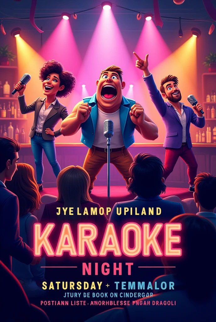 Create a flyer for the Perricholi bar. Consider that it will be a karaoke night..
