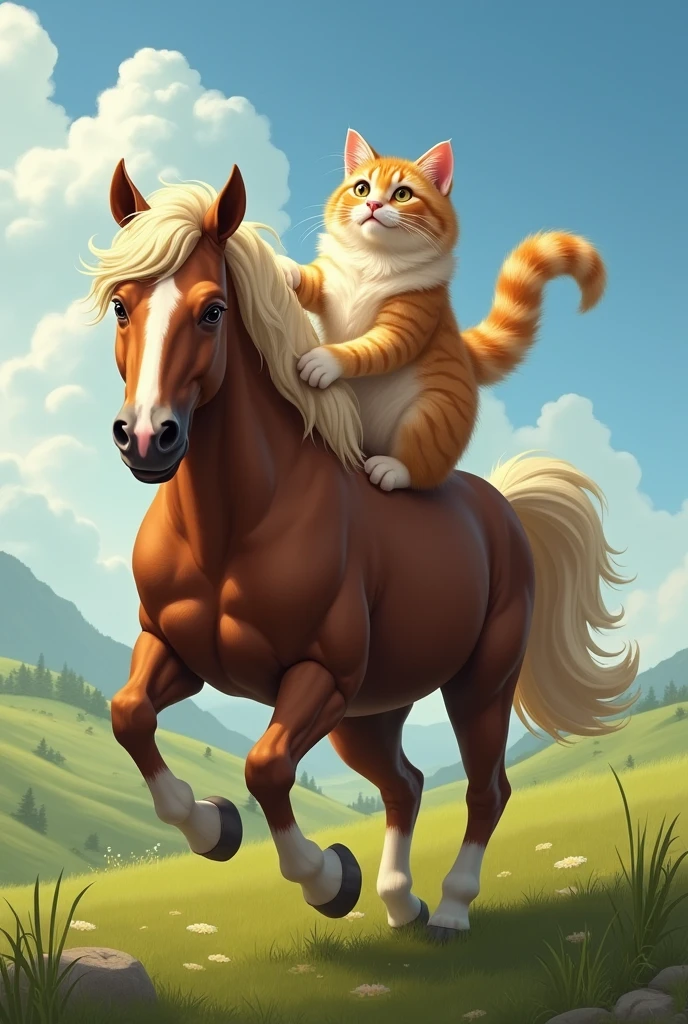 Draw a cat riding a horse