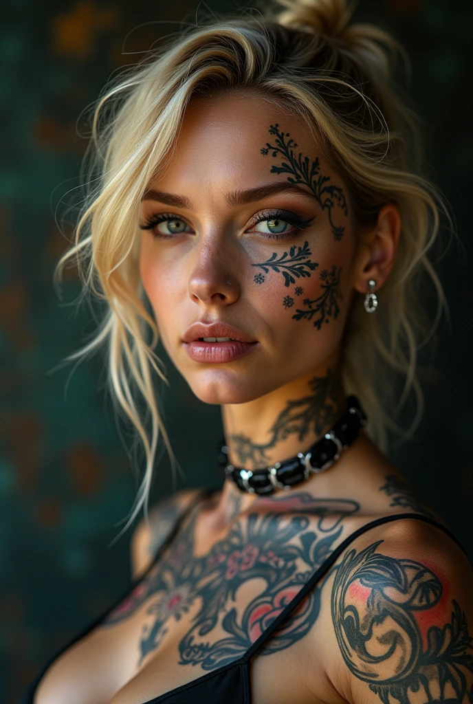 A blonde beauty with Mexican gangster-style tattoos on her face and a lion. More tattoos please.