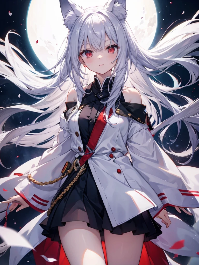 Long Hair, Red eyes, Fox Ears, Attention to detail, Silver Hair, Both sides up, Animal ears , happiness/joy, anime, Spread your legs Swaying in the Wind Fox's Tail Twin Side Up smile Too much exposure Light clothing back Forward bending Butt