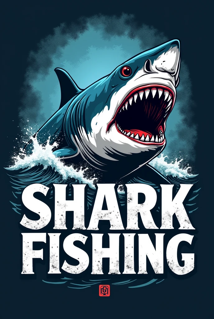 Create a T-shirt, graphic text that says:

“Shark Fishing ”