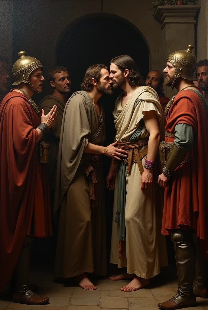 Judas escariote abiller desament who speaks with roman soldiers in the ear  
