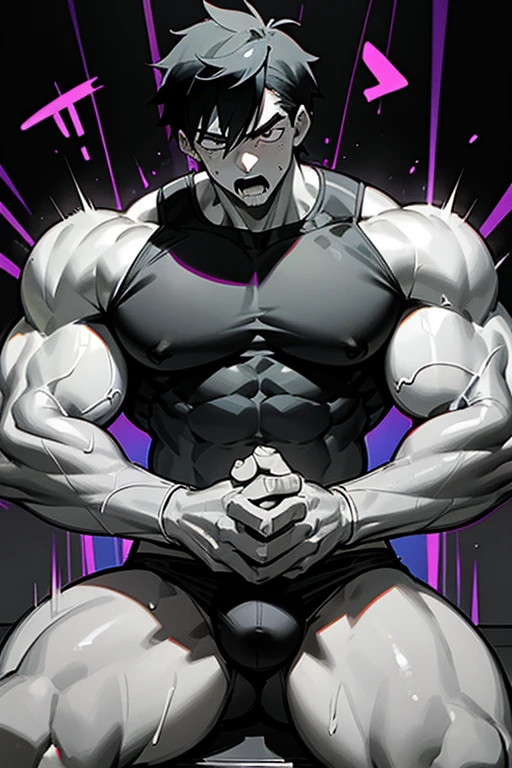 Ash Ketchum from Pokémon sitting on a weight bench with shoulders slumped. Sweating. Wearing a bulging jockstrap. Staring blankly as he listens to hypnotic subliminals through headphones. Monitors mounted on the walls around him display pulsing spirals to keep him in trance as he becomes a big dumb bodybuilder football jock. Open mouth. IQ drain. Dumber. Hypnosis. Trance. Brainwashing. Digital painting. Anime. Hyper swollen bulging crotch. Big muscles. Big traps. Big biceps. Big triceps. Broad shoulders. Big meaty hyper pecs. Bro. "I have to resist. Have to ... break free.... Have to ... have to..... I ... m-must.... I ... must...." Speaking in a dull monotone as he falls into trance. "Listen, ... repeat, ... conform, ... obey...." Speaking in unison with the other jocks in the room. "I ... I am sweaty. ... I am horny. ... I am sexy. ... I am dumb.... I'm just a mindless.... I'm just an empty, ... stupid, ... strong jock...." Brute. Dumber and dumber. Mindless. Brainless. Musclehead. Hyper muscles. Mouth hanging open. Perspiring. Sweaty. Hypnotic trance. Entranced. Hypnotized. Brainwashed. Brainwashing. Hypnosis. Glowing eyes. Mindless stare.
