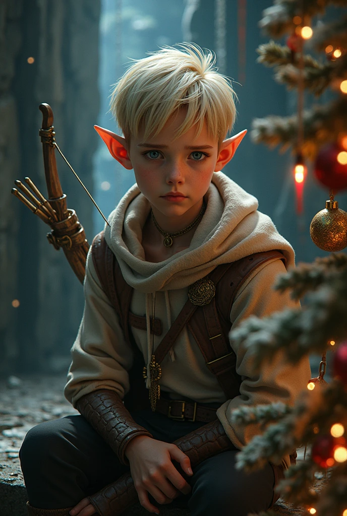 1,(1boy:1.5),18-year-old:1.5, 18yo, young man,Libido boy, cute boy face. elf,(elf ears), (blonde archer), ,((( boy,boy,kid,kinly,oy,male gender))), ((blonde emo hair:1.5,short detailed hair)) intricate eyes,beautiful detailed eyes,symmetrical eyes,big eyes:1.5,((twink anatomy,accurate body proportions,detailed skinny body for boy:1.3,perfect anatomy))), serious and thoughtful man,((nsfw)),cute, (((torn clothes:1.1,intricate outfit,intricate clothes))), (dynamic pose:1.0),embarrassed,(centered,scale to fit dimensions,Rule of thirds), inside,indoor,((dark room of a gothic dungeon with shackles and chains.)),scenery:1.25,((intricate scenery)),((winter decorations)),Christmas tree, (Glossy winter ornaments),highres,sharp focus,(ultra detailed,extremely detailed),(photorealistic artwork:1.37),(extremely detailed CG unity 8k wallpaper),(((vibrant colors,vibrant theme))),(intricate),(masterpiece),(best quality), (nsfw:0.55),  (((vibrant colors))),((3d)), (intense colors)