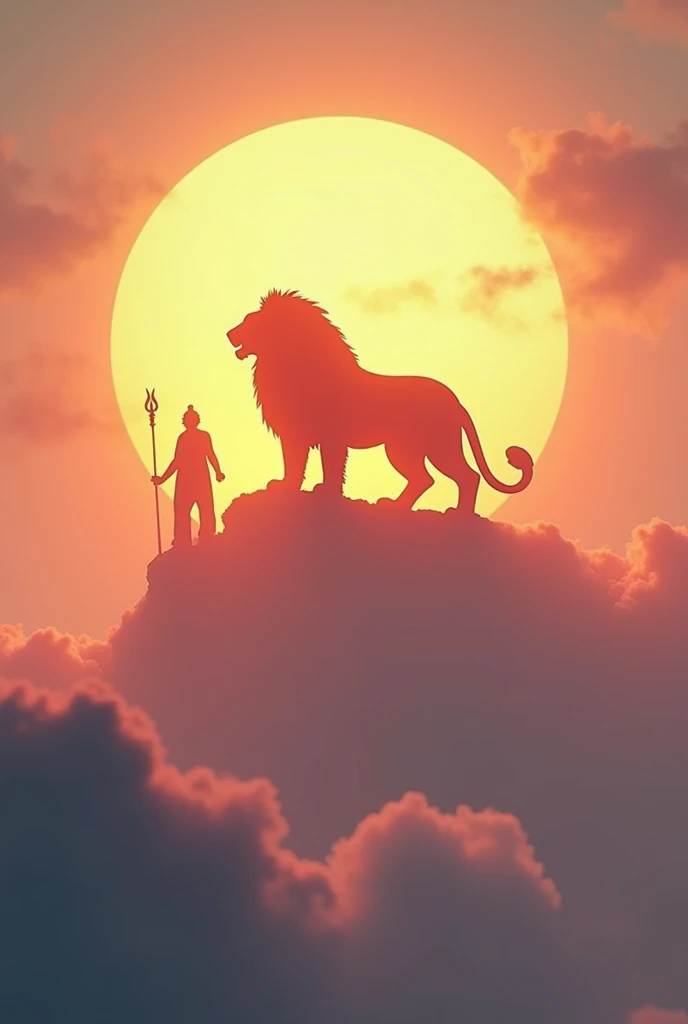 MAHENDRA SINGH KOLI name in the sky .on fair and colourful fog, with a lion on the,sun and 3D hanumaan ji