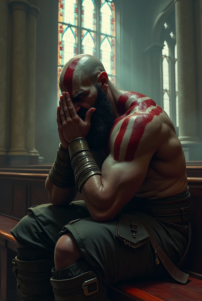 Kratos crying in the church 