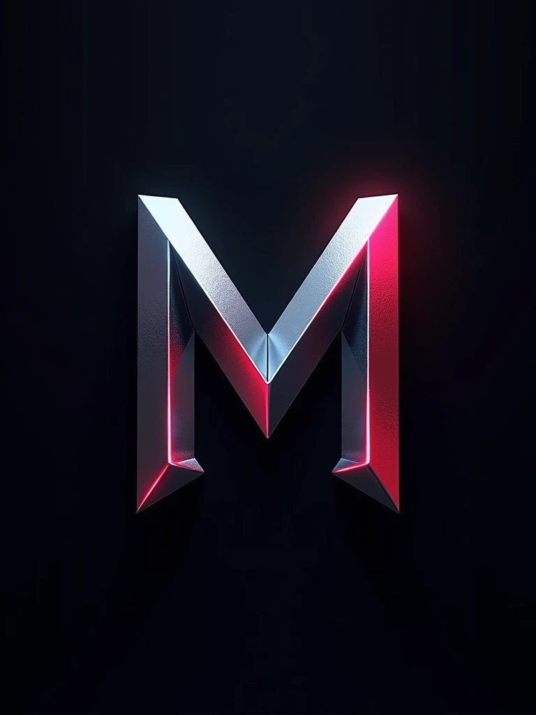 Logo 'Mnever More", sharp metallic vibrant stylish letter logo