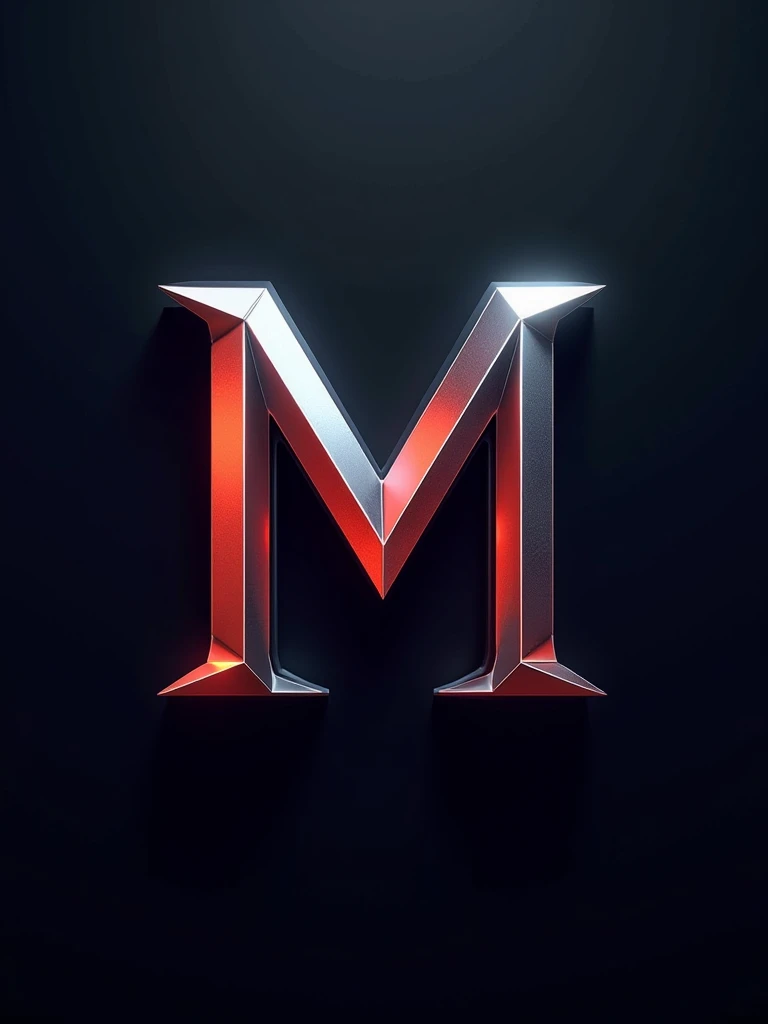 Logo 'Mnever More", sharp metallic vibrant stylish letter logo