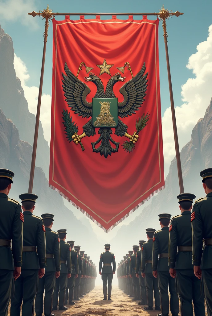 Flag of army with soldiers 