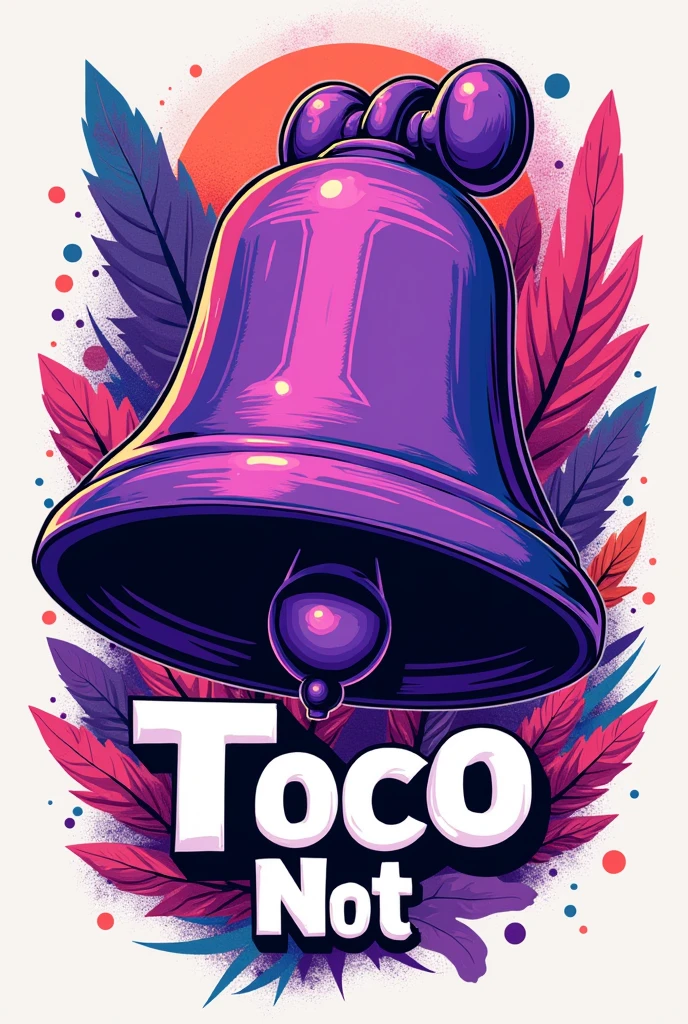Create a vibrant purple bell image on a
T-shirt, graphic text that says:
“Toco Not”