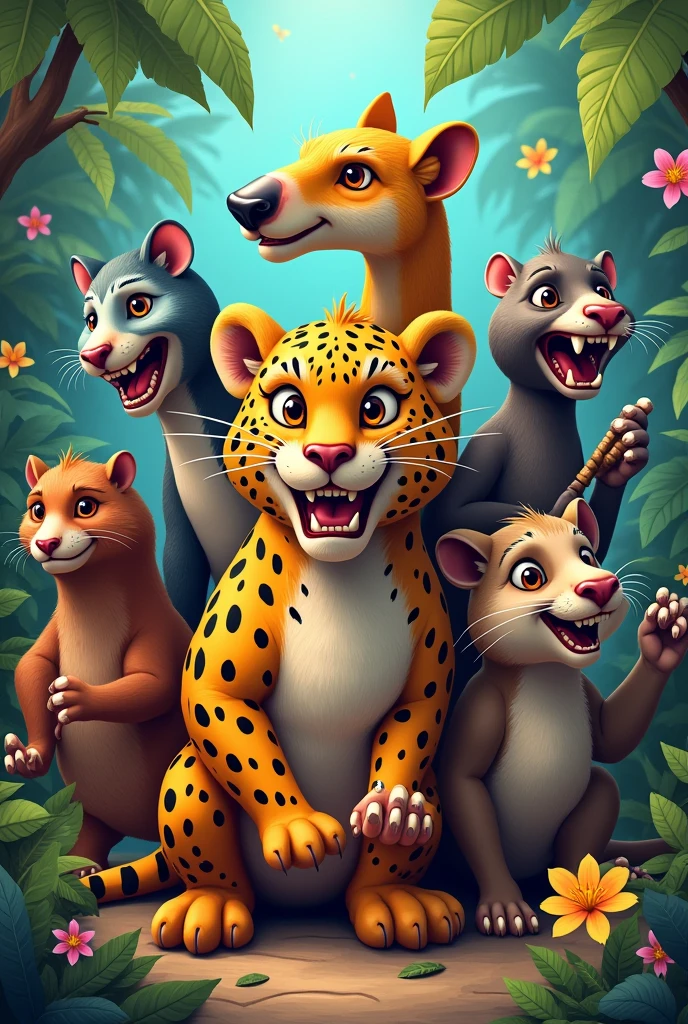 An image with the animalia theme, let it be funny, creative, with the name in Portuguese fauna rebels for WhatsApp 