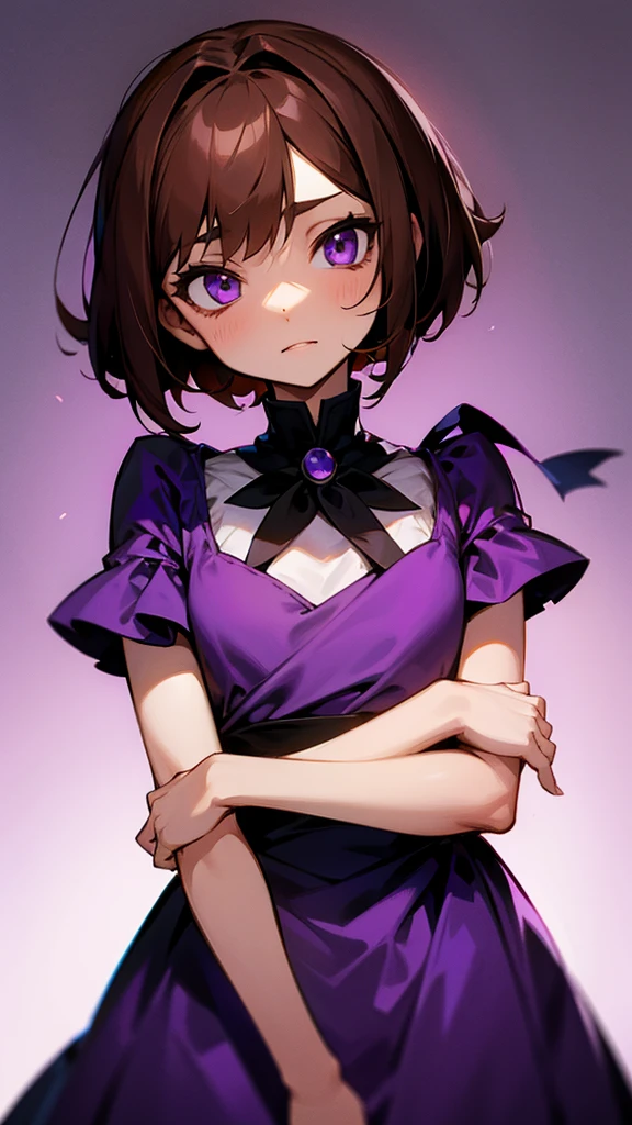 Horrortale, au, frisk, aliza, woman, purple dress, brown hair