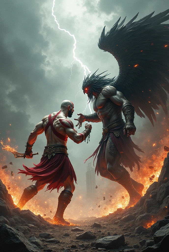 Kratos fighting with lucifer 
