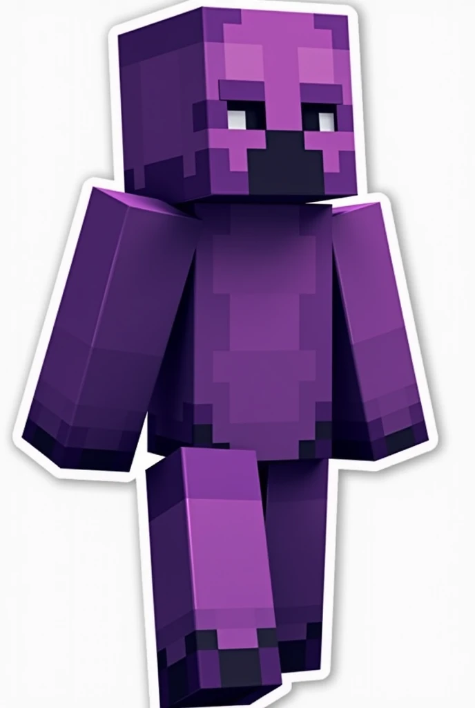 a sticker of my minecraft character that is purple with black sticker for youtube videos
