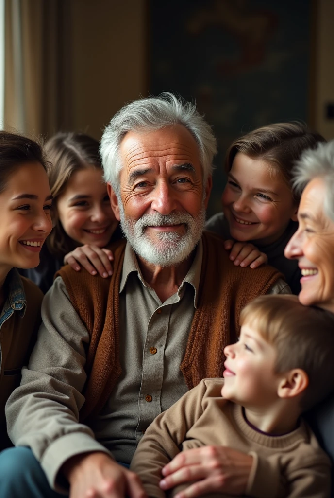 Elderly man with family