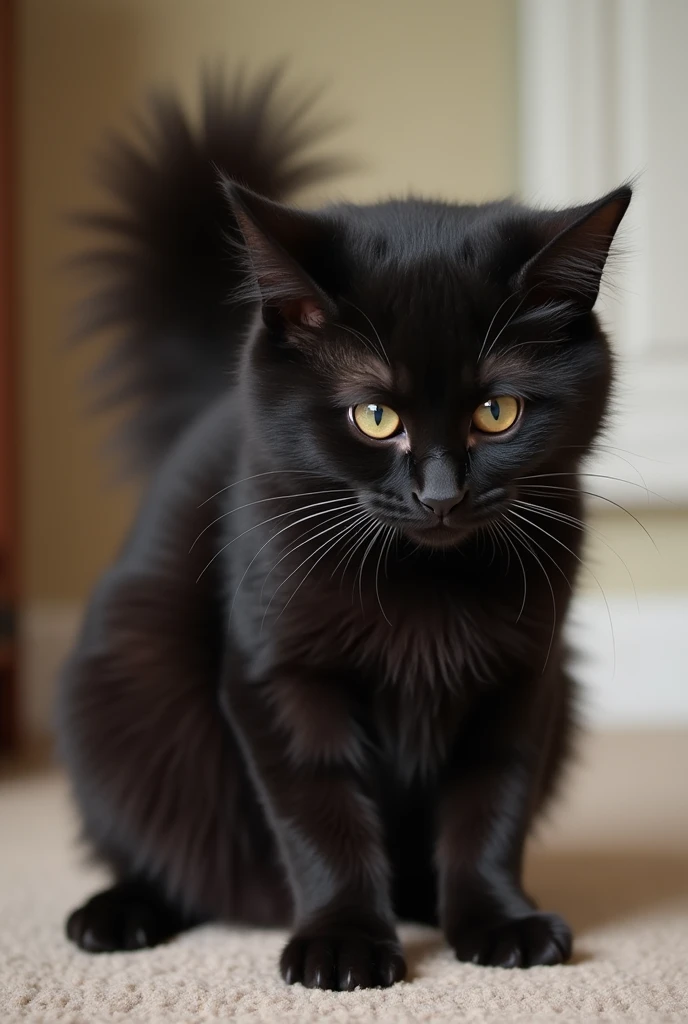 Black cat licking a kids butt 