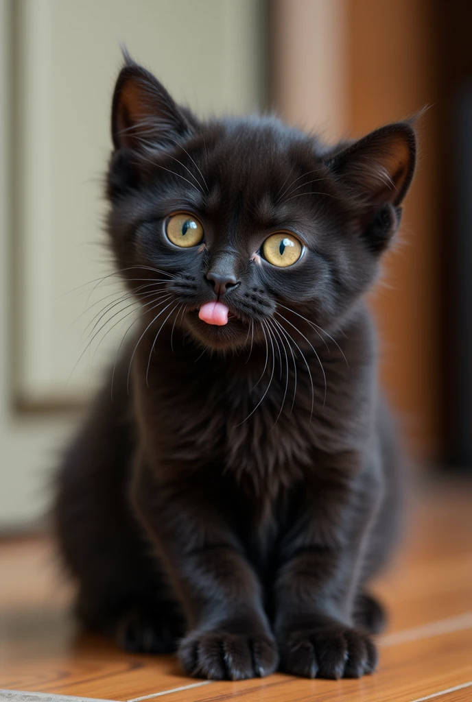 Black cat licking a kids butt 