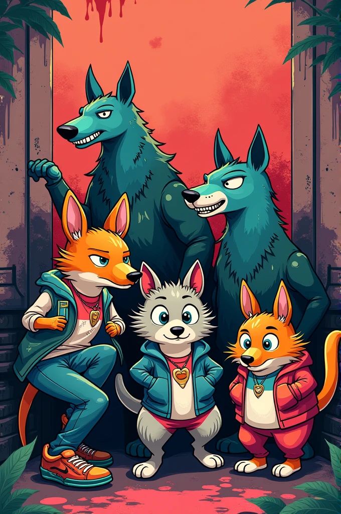 Modern and rebellious animals, funny and creative for a WhatsApp group calling fauna rebels with an animal theme