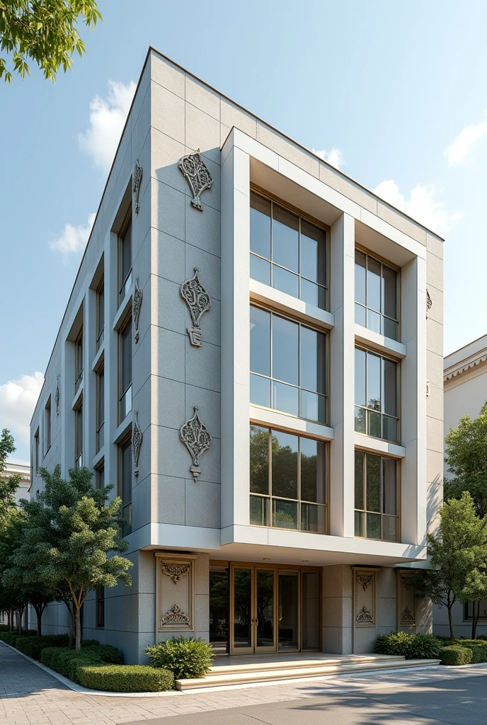 Two-storey administrative building, Minimalist style and art nouveau style