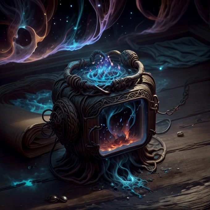 Amulet in the form of a cord or ring or brooch, the four elements fire, air, earth and water are fused together. magie, detalhes perfeitos.