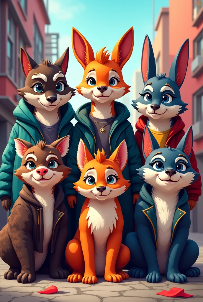 Modern and rebellious animals, funny and creative for a WhatsApp group calling fauna rebels with an animal theme with 6 members