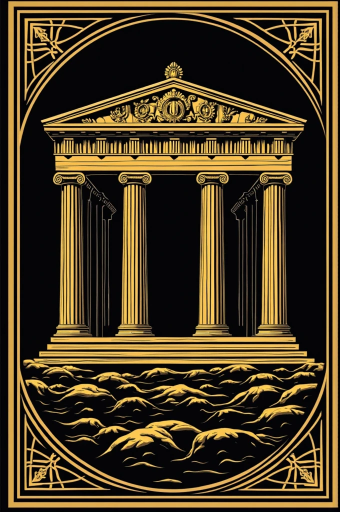 create art for the anniversary shirt of the Parthenon Republic, gold black, age 28