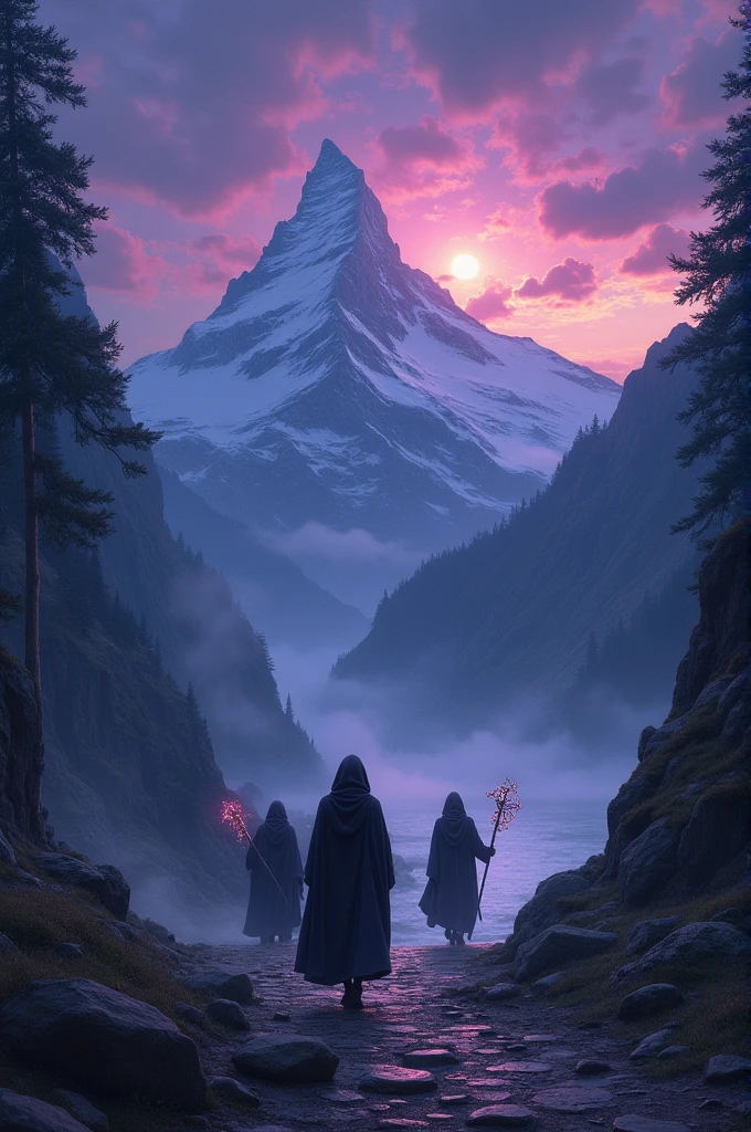 Wizards, right? A world of magic, right? A night with a purple vibe, right? A mountain? 
 