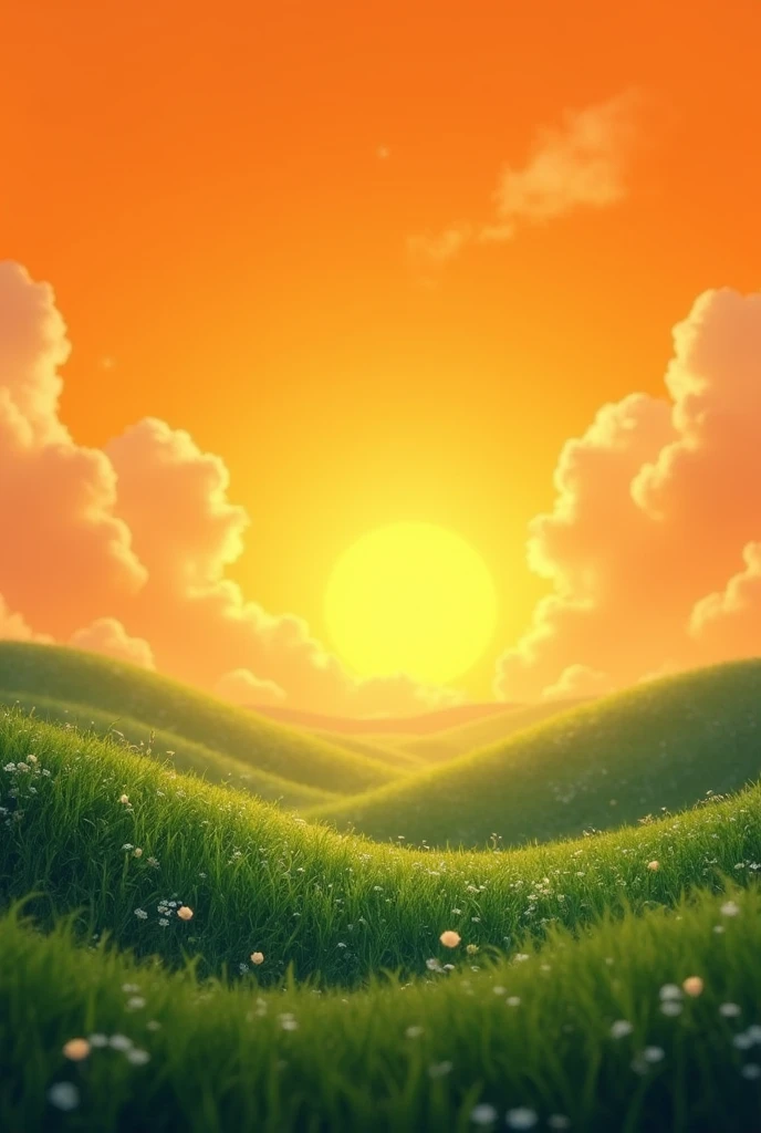orange sky and green grass