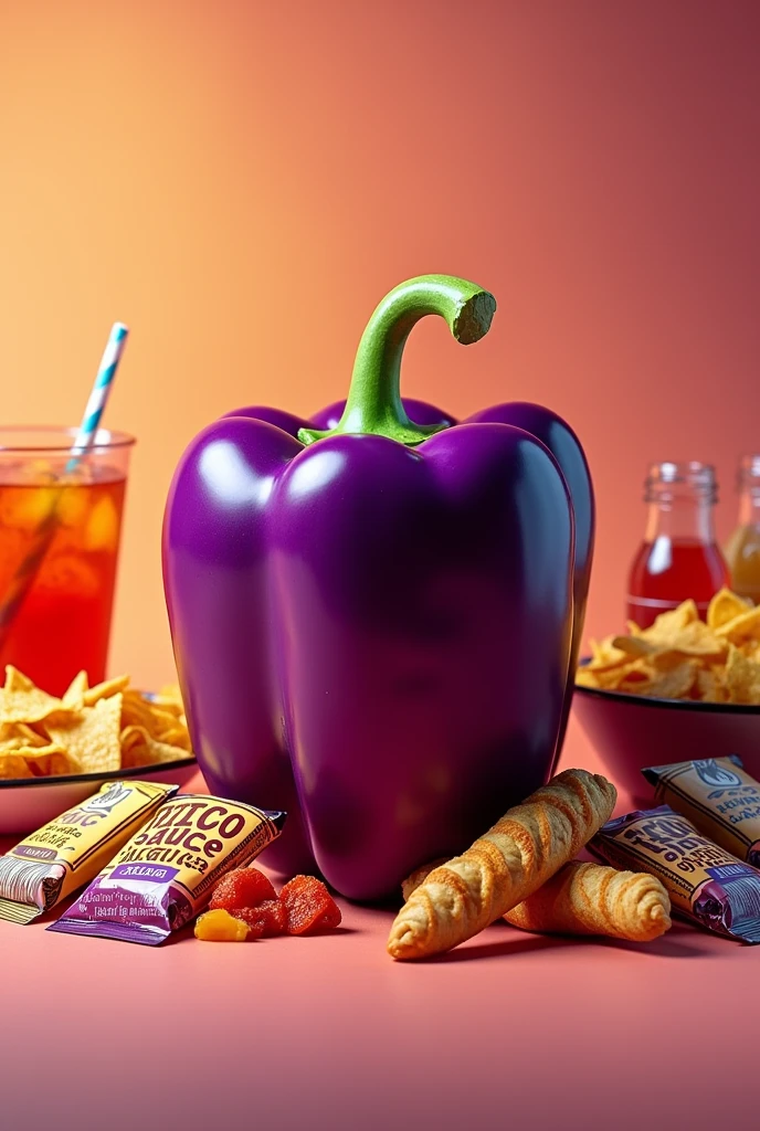 Create a realistic vibrant purple bell images with mild sauce packets around the bell and Nachos,drink ,Cinnamon twist on a
T-shirt, graphic text that says:
“Toco Not”
