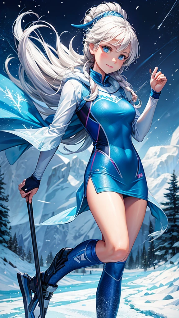 Elsa from Frozen skiing in skiwear