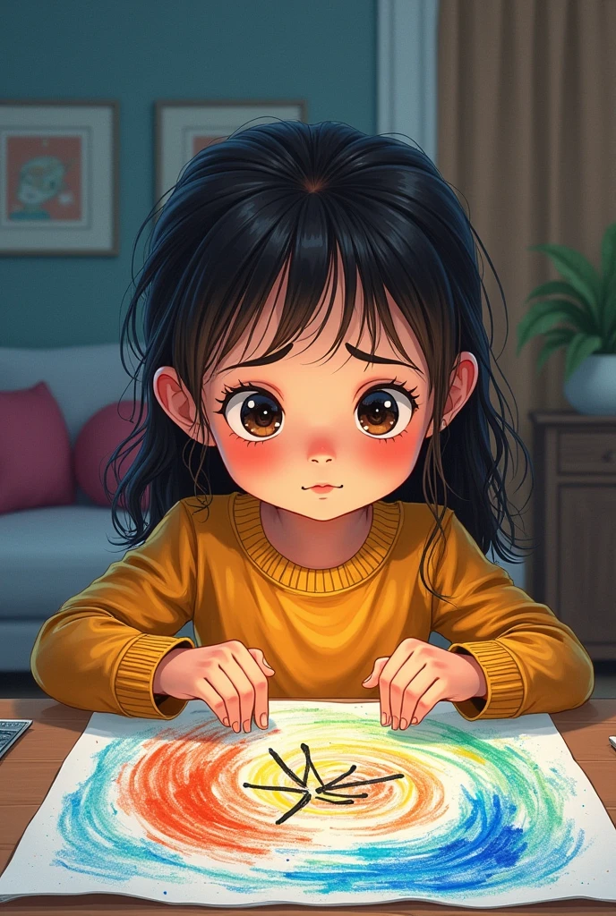 Pretty 4 year old girl with claustrophobia drawing