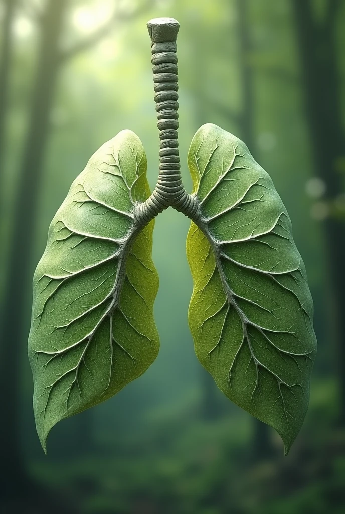Wallpaper of lungs in the form of tree leaves