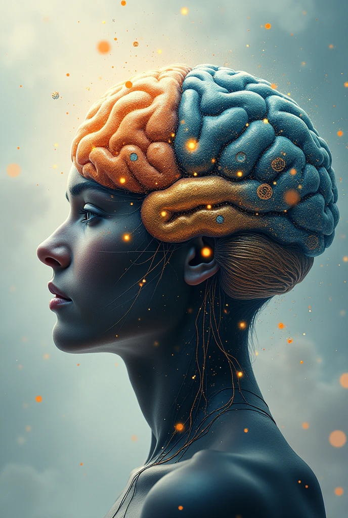 Human mind divided into several parts by thoughts