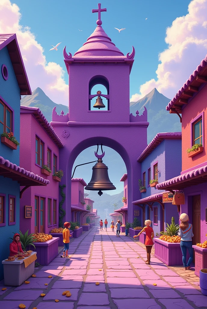 Create a realistic vibrant purple town
bell images with mild sauce packets around the bell and Nachos,drink ,Cinnamon twist on a
T-shirt, graphic text that says:
“Toco Not”