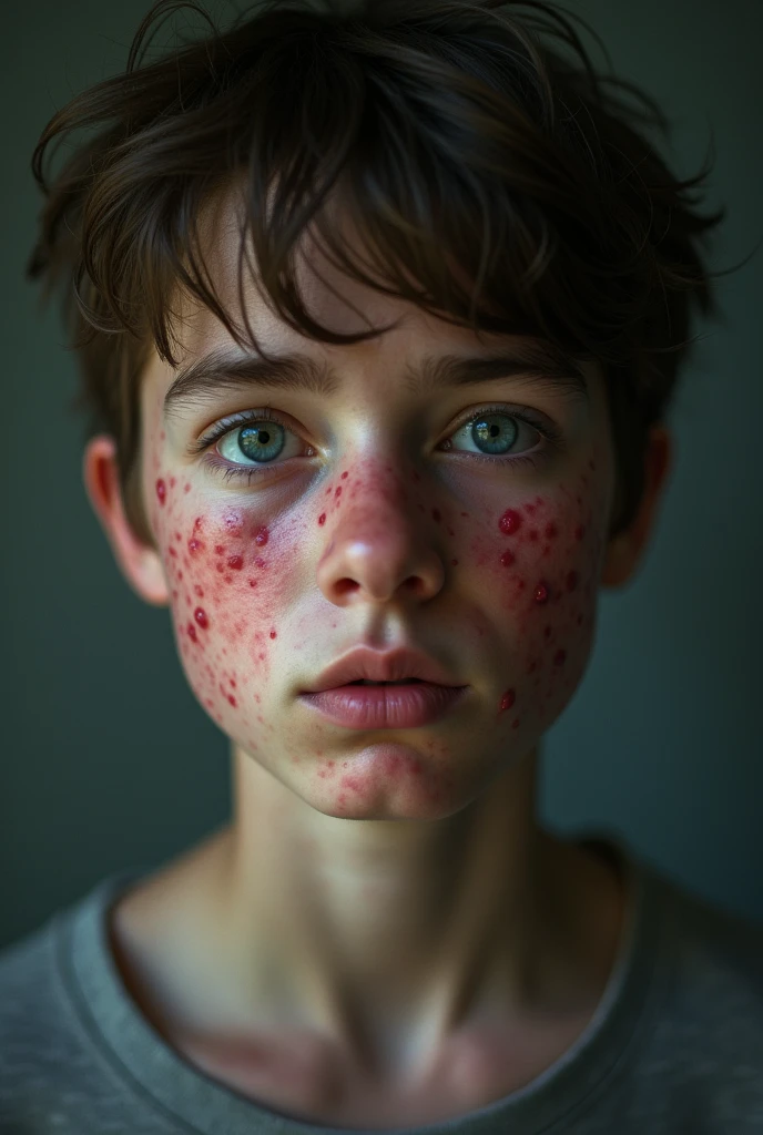 A teenager with severe acne