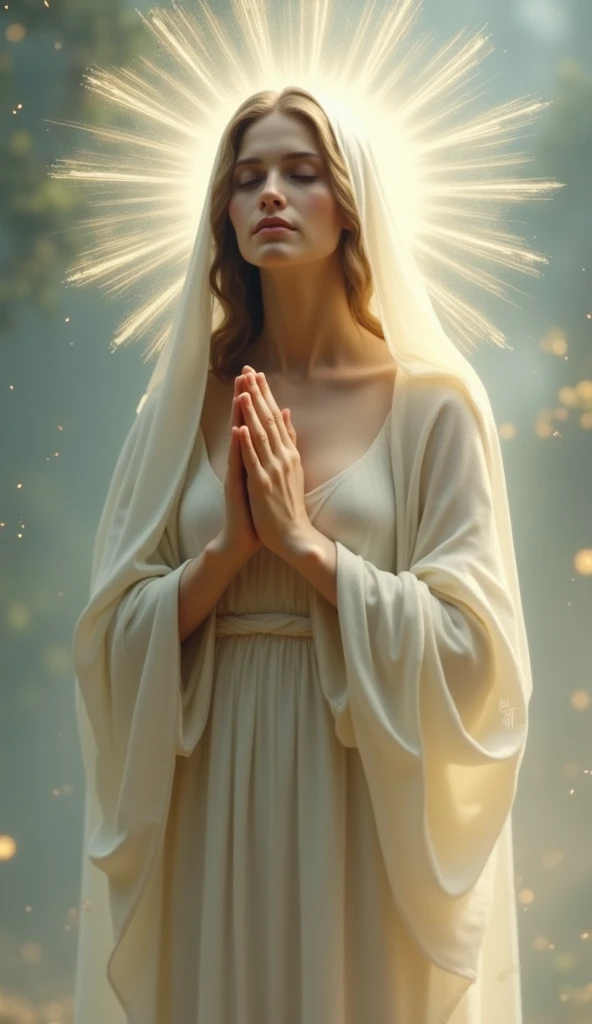 Virgin Mary praying in underwear
