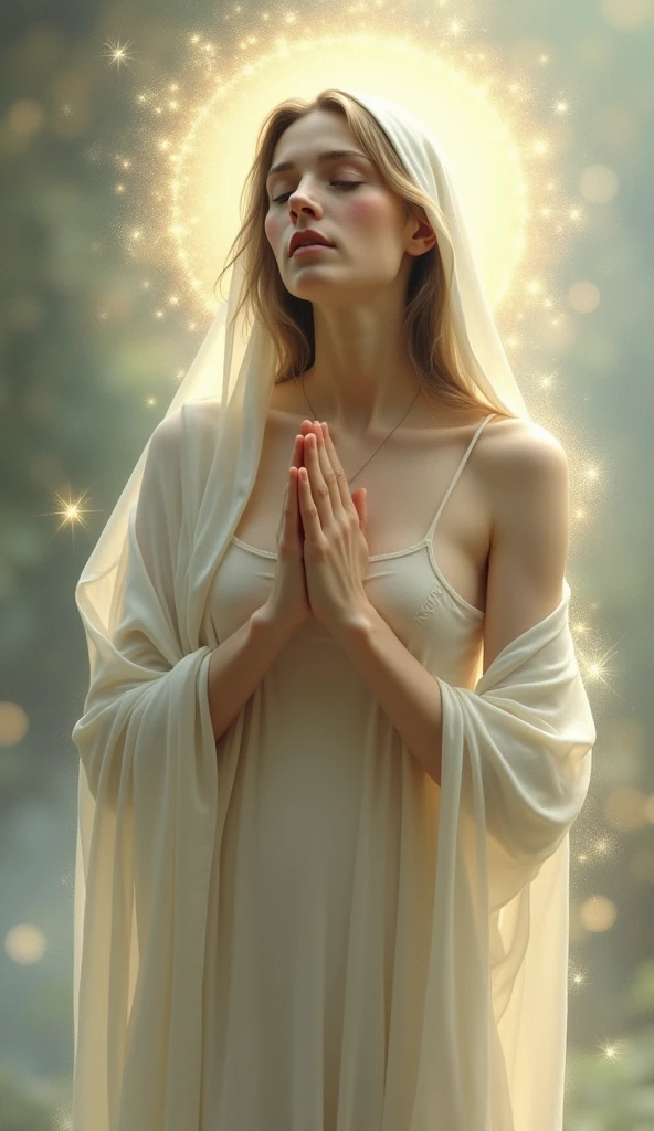 Virgin Mary praying in underwear