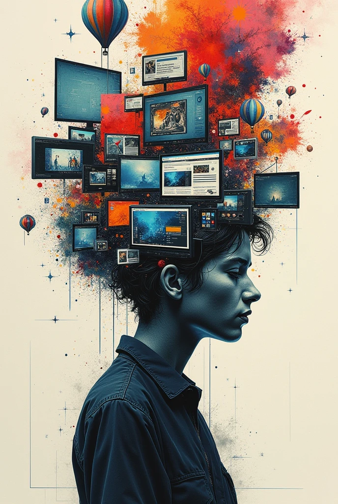 Create a sketch about on how different media affecting your daily life

