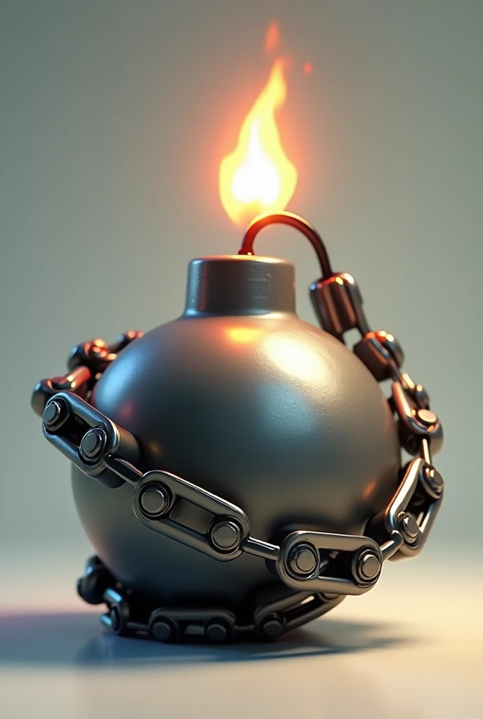 Animated bomb with motorcycle chain around it a bit animated