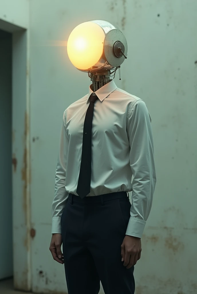 A man in a school uniform and a lamp head